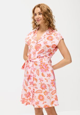 Lascana Hemdblusenkleid LASCANA, Damen, Gr. 34, N-Gr, pink (pink, orange), Web, Obermaterial: 58% Viskose, 28% Baumwolle, 14% Leinen, bedruckt, figurumspielen