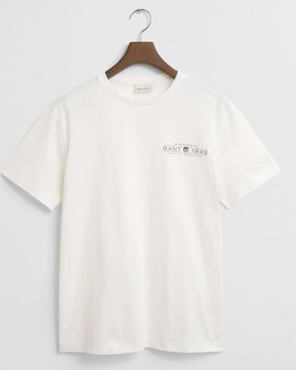 GANT Mens GANT Printed Graphic T-Shirt, Eggshell - White - Size: 42