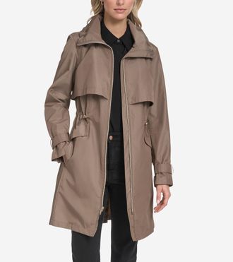 Cole Haan Womens Packable Trench Coat - Beige Size Medium Water-Resistant