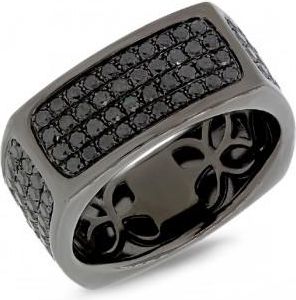 Allurez 1.62ct 14k Black Rhodium Gold Black Diamond Mens Ring