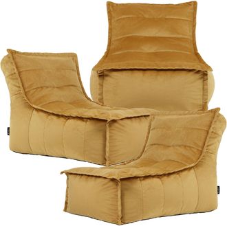 Icon Brand Dolce Large Beanbag Lounger, Velvet (3-Pack) in Yellow