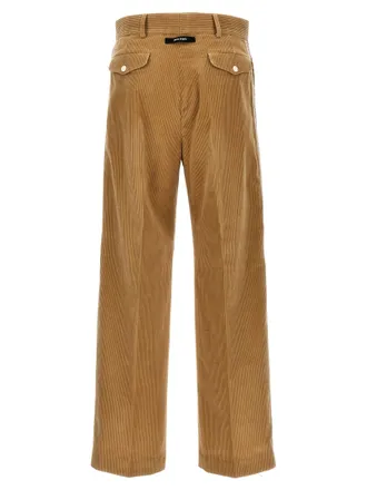 Palm Angels Corduroy Contrast-Tape Trousers - Beige
