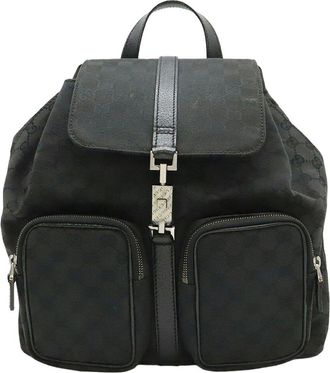 Gucci Black Gg Canvas Jackie Line Backpack (Authentic Pre-Loved)