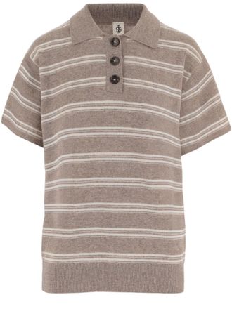 The Garment Beige Striped Wool-Cashmere Polo Shirt