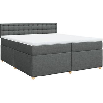 vidaXL Vidaxl - Cama Box Spring Con Colch&oacute;n Tela Gris Oscuro 200x200 Cm