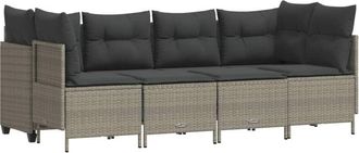 vidaXL Vidaxl - Set De Sof&aacute;s Jard&iacute;n Y Cojines 5 Pzas Rat&aacute;n Sint&eacute;tico Gris Claro