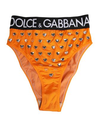 Dolce & Gabbana Womens Orange Crystal High Waist Brief Panty Underwear Elastane Nylon Clothing