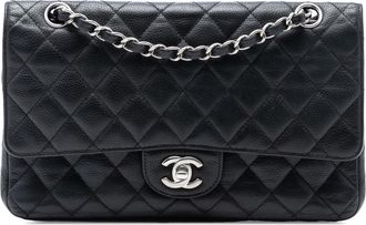 Chanel Pre-owned Womens Medium Classic Caviar Double Flap - Black Leather - One Size