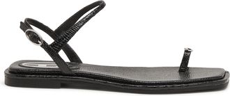Diesel D-AMBER - Sandals in leather with metallic logo - Sandals - Woman - Black