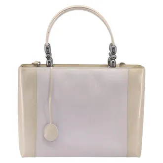 Dior Pearl Lady Dior Patent Leather Beige Patent_Leather Handbag (Pre-Owned)