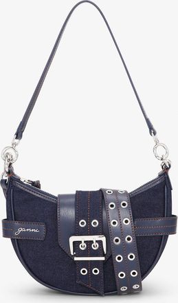 Ganni Blue Dark Denim Small Bucky Crossbody Bag
