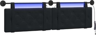 vidaXL Cabecero Colgante Con Luz Led Negro Terciopelo Vidaxl