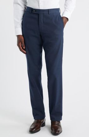 Jack Victor Piero Flat Front Stretch Cotton & Wool Pants in Blue at Nordstrom, Size 30