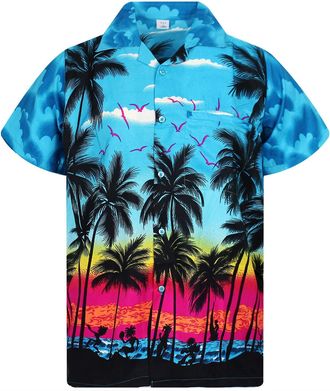 V.H.O. Funky Hawaiian Shirt, Shortsleeve, Beach, Turquoise, XXL
