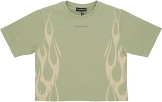 Vision Of Super Flames Tee Groen/off White - Dames - T-shirts - Groen - S - Katoen - Tops
