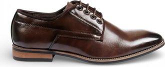 Infinity Leather Bruine klassieke Derby brogue-schoenen met gladde neus en vetersluiting voor heren