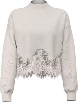 Guess Ronde hals gebreid - Dames - Ronde hals truien - Beige - L - Wol - Truien & Vesten