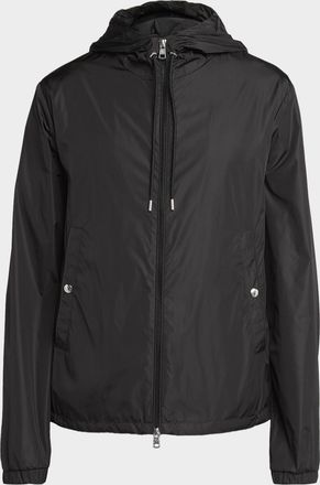 Moncler Men & apos;s Nylon Hooded Grosgrain-Trim Full-Zip Jacket
