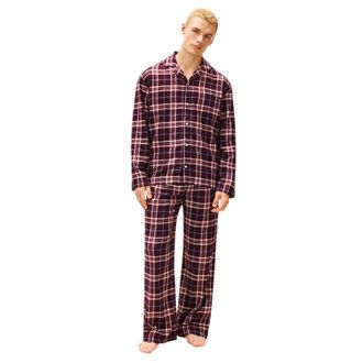 Tommy Hilfiger Lange pyjamaset voor heren met ruitjespatroon (Bourgondi&euml;)