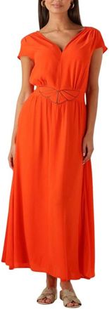 Louizon Oranje Maxi Jurk voor Zonnige Dagen - Dames - Maxi kleedjes - Oranje - XS - Kleedjes