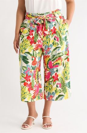 Sugarlips Wissa Tie Waist Wide Leg Pants in Bright-Multi at Nordstrom, Size 2X