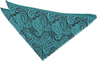 DQT Men Paisley Floral Wedding Handkerchief Pocket Square Teal