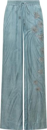 Pinko Blue Embroidered Relaxed Drawstring Pants