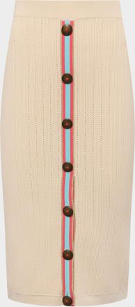 L'agence Melania Pointelle Knit Midi Skirt