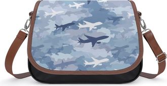 Generic Camouflage Airplane Print Crossbody Bags for Women Shoulder Messenger Bag Purse Handbags