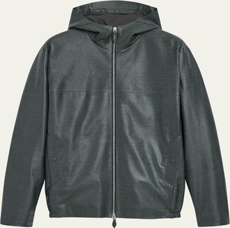 Berluti Mens B-Way Scritto Leather Hooded Jacket