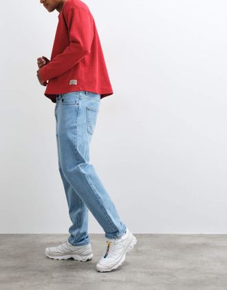 Carhartt Work in Progress Newel - Jeans affusolati comodi lavaggio stone wash effetto candeggiato-Blu