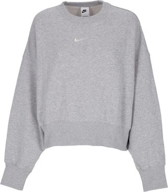 Nike Cropped Crewneck Sweatshirt Phoenix Fleece - Dames - Sportshirts - Grijs - L - Katoen - Fitness