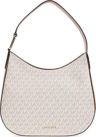 Michael Kors Kensington Grote Hobo Schoudertas met Signature Logo - Dames - Schoudertassen - Wit - ONE Size - Polyester - Tassen