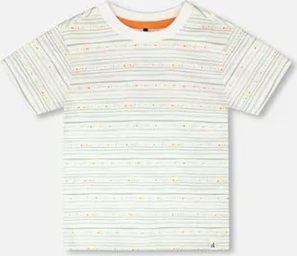 Deux par Deux Organic Cotton Printed Lines Short Sleeves T-Shirt in White Printed Mint Green Lines at Nordstrom, Size 12M