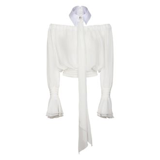 Elisabetta Franchi Blouses, female, White, Size: L Off-Shoulder Blouse