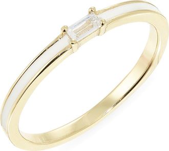 Argento Vivo Baguette Cubic Zirconia Enamel Ring in Gold at Nordstrom Rack, Size 7