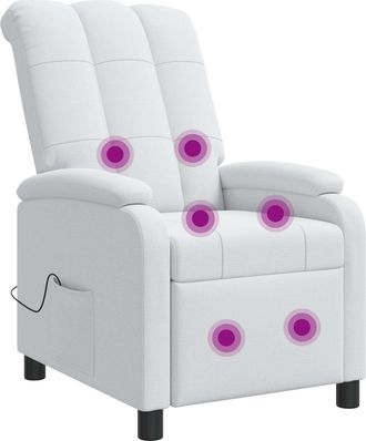 vidaXL Silla De Masajes Reclinable Blanco Tela Vidaxl