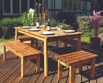 Charles Taylor Trading Eight Seater Rectangular Table Set (with form benches) in Brown