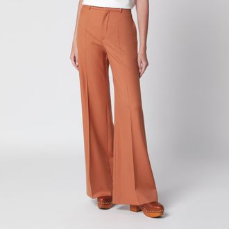 Chlo&eacute; Burnt brown flared wool trousers