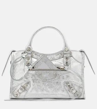 Balenciaga Le City Small metallic leather tote bag