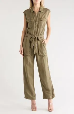 Young Fabulous & Broke Cuba Belted Linen Blend Jumpsuit in Uniform Pigment at Nordstrom Rack, Size X-Small