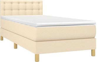 vidaXL Cama Box Spring Con Colch&oacute;n Y Led Tela Crema 100x200 Cm Vidaxl