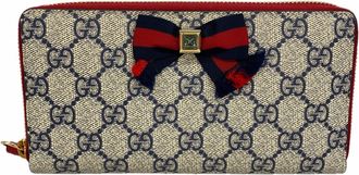 Gucci Navy Red Color Pvc Long Wallet (Bi-Fold) (Pre-Owned)