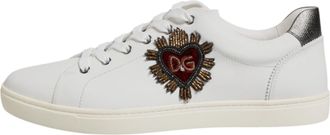 Dolce & Gabbana White Sacred Heart Men Low Top Sneakers Mens Shoes