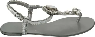Dolce & Gabbana Silver Crystal Sandals Flip Flops Womens Shoes
