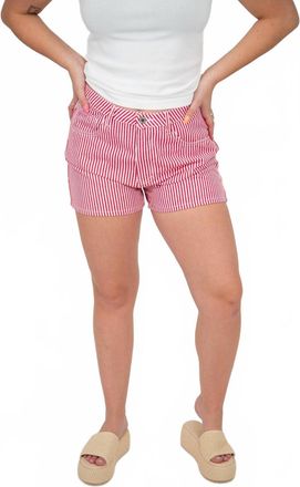 Wishlist Striped High Rise Shorts In Red And White