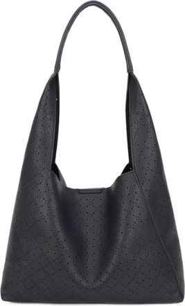 Generic Stylish Hobo Shoulder Bag Set with Crossbody Pouch, Perforated Vegan Leather, 2 Piece Set Handbag Tote Bags (Navy)