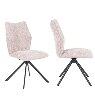 Home Heavenly Pack de 2 sillas giratorias en tela rosa patas negras 93 x 63 x 48 cm