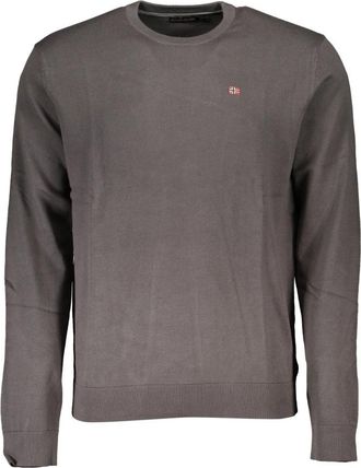 Napapijri Grijze Trui met Lange Mouwen en Geborduurd Logo - Heren - Ronde hals truien - Grijs - 2XL - Truien & Vesten
