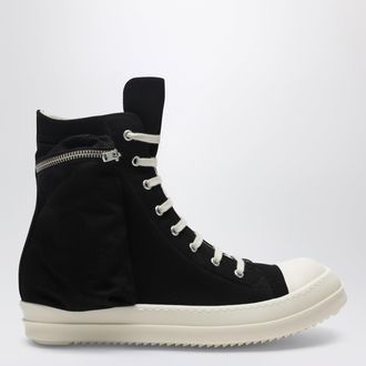 Rick Owens Temple Cargo sneakers in black/milk white denim